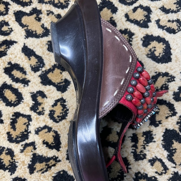 Donald J Pliner Wedge sandal beaded brown - Picture 3 of 10